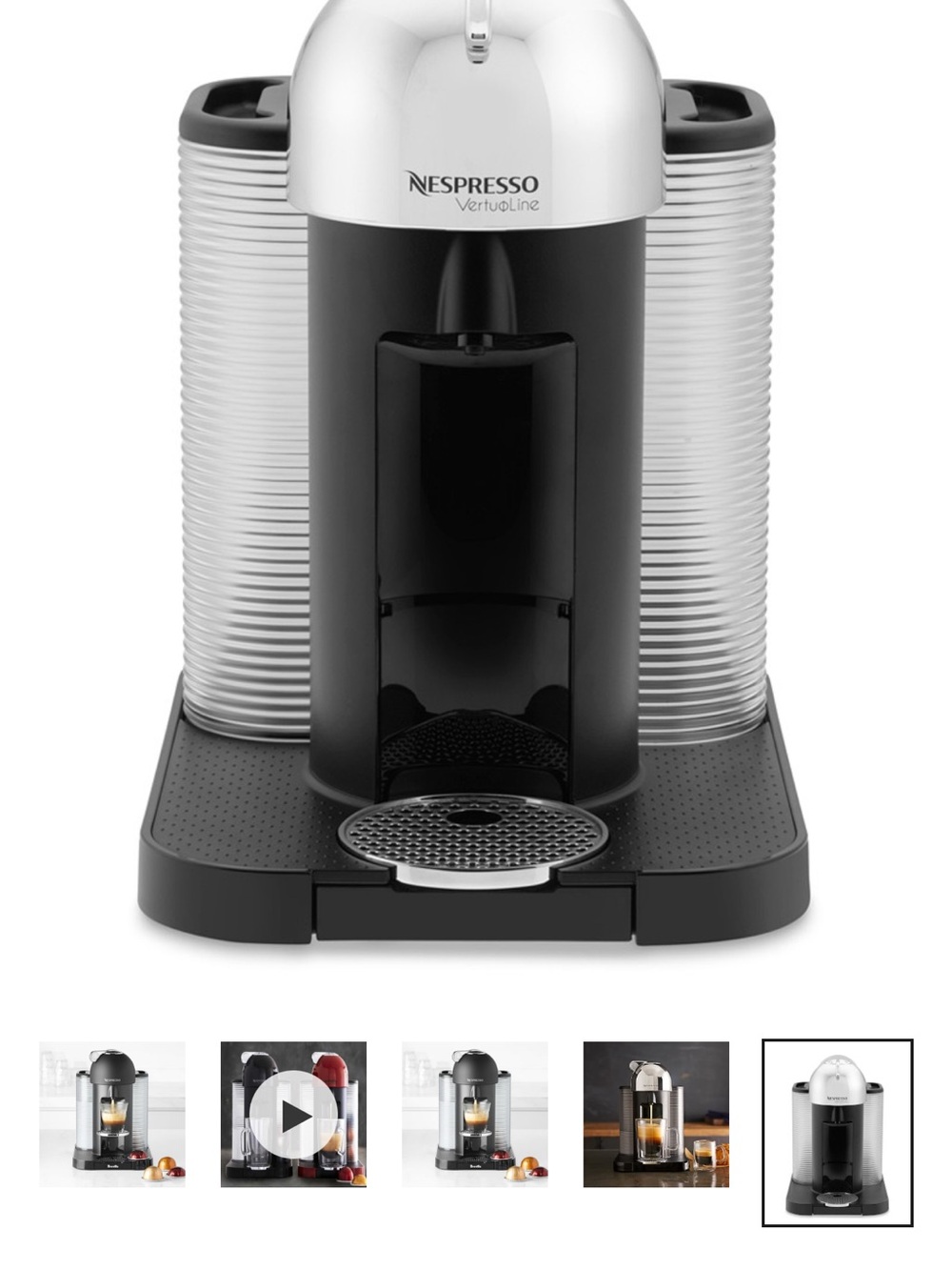Nespresso Chrome and Black Capsule Espresso Machine